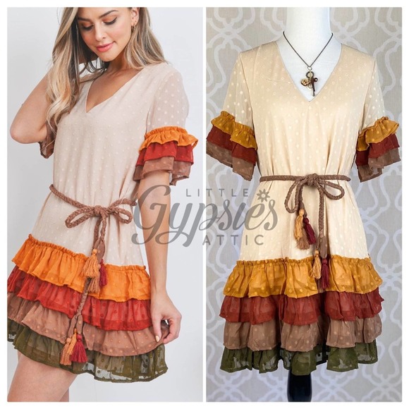 littlegypsie Dresses & Skirts - Autumn Belle in Falling Ruffles Mini Dress